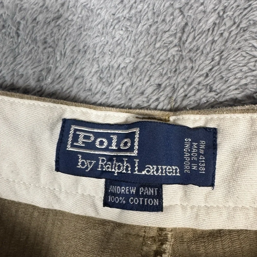 Polo Ralph Lauren Andrew Pants Men 38x32 Corduroy Pleated Vintage Preppy Classic